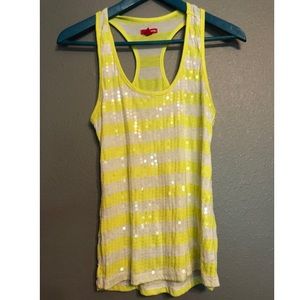 ‼️LAST CHANCE SALE ‼️ Bongo Electric Neon Yellow Striped Sequin Tank